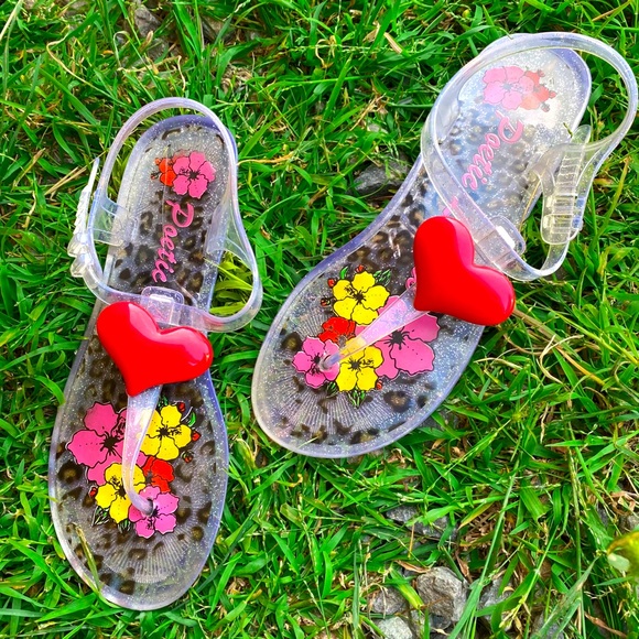 Poetic License Shoes - Poetic License Clear Glitter Thong Jelly Sandals